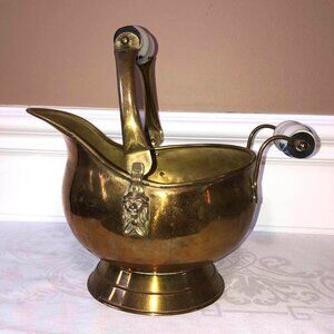 Vintage cast brass Dutch style twin Lion’s head scuttle